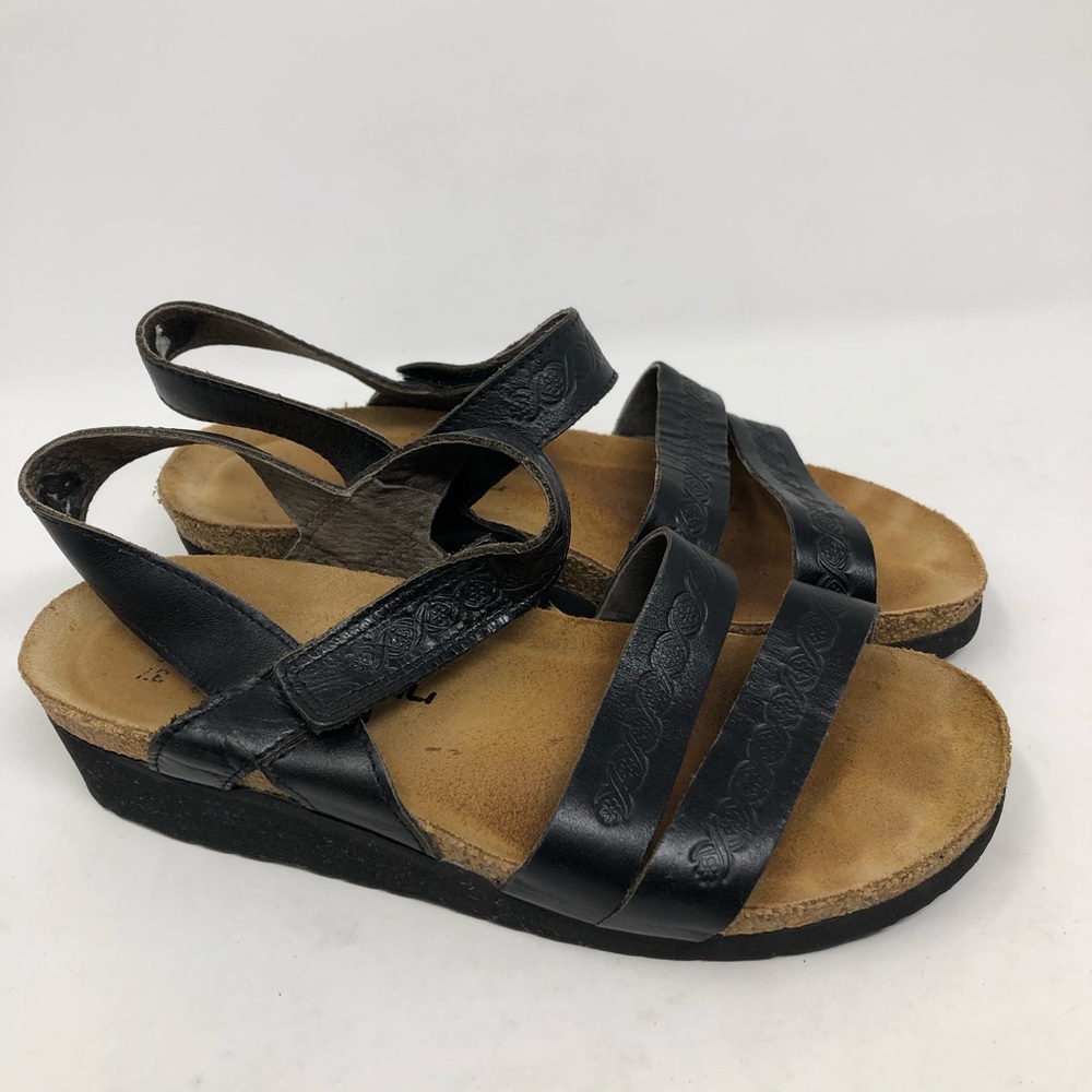 Naot Leather Strappy Slingback Wedge Sandals Sz 6